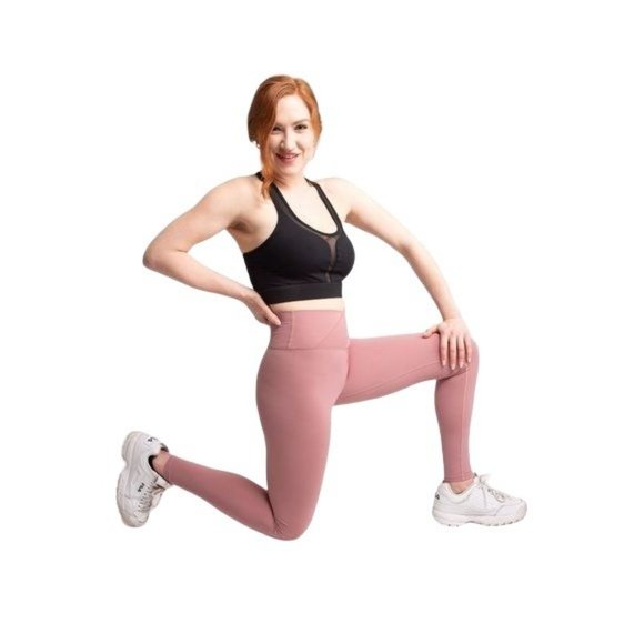 WOMENS CRANBERRY PINK CROSSOVER HIGH-RISE TIGHTS/LEGGINGS NWT - SZ:M/L - Picture 8 of 15